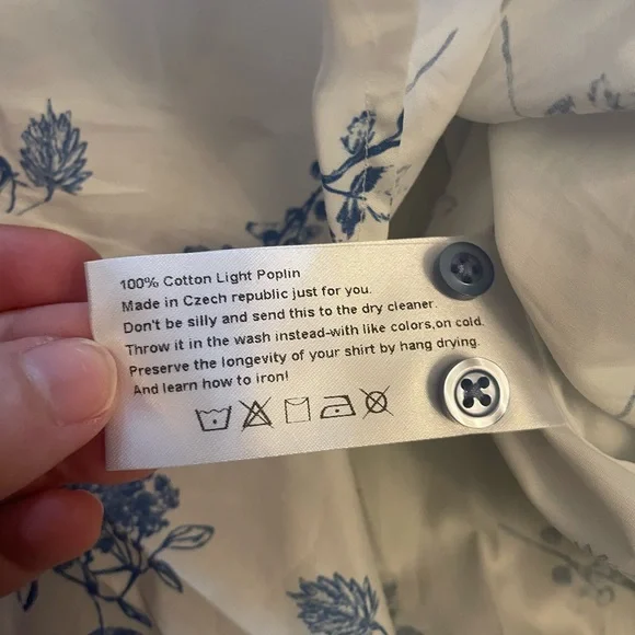 MÉME CHOSE x LAURA ASHLEY Blue Floral Cotton Poplin Button Down Shirt Romantic - Picture 3 of 5
